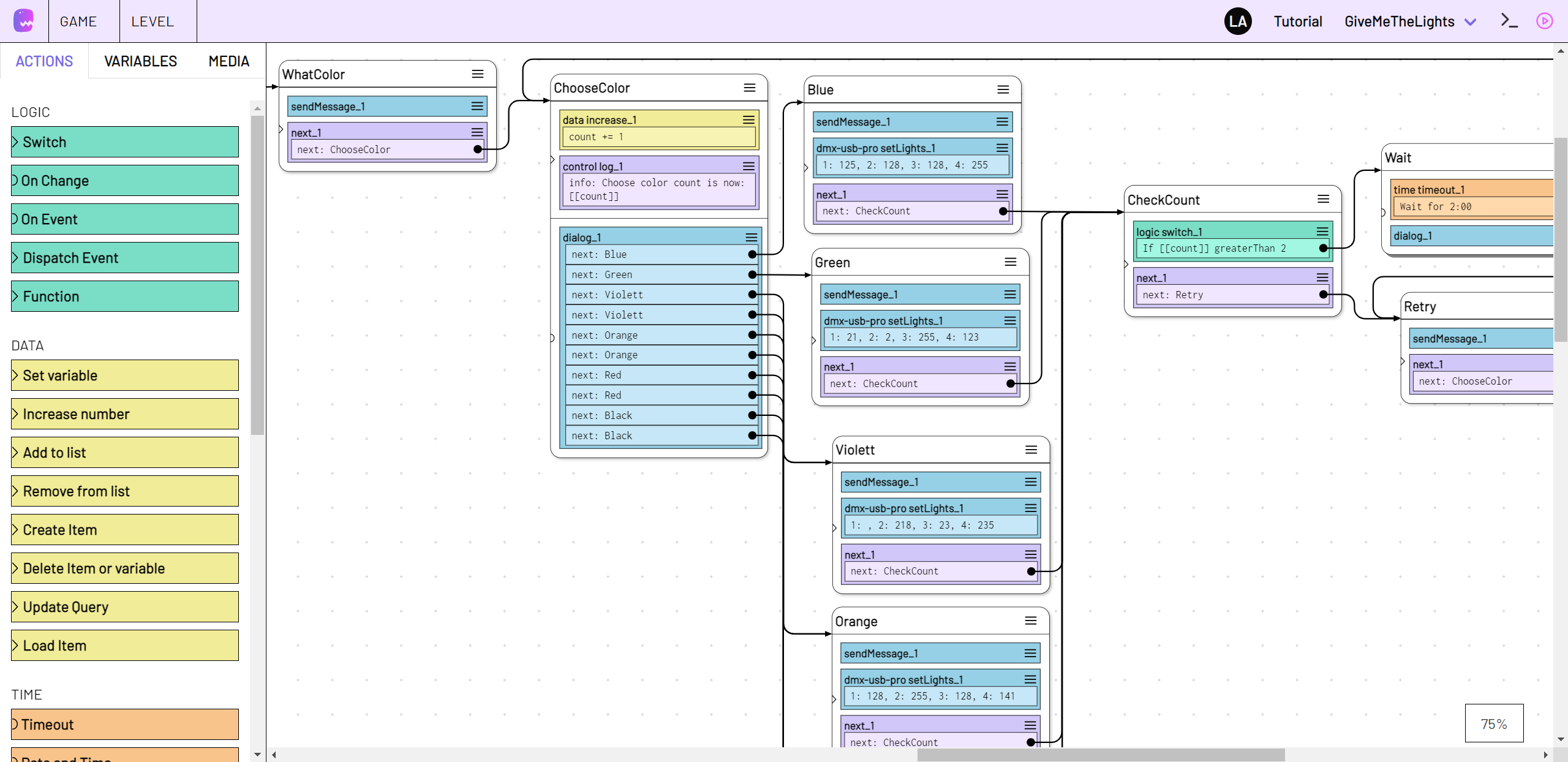 Screenshot: Create and edit Live Games in adaptor:ex