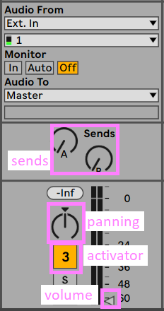 Die Track Mix Elemente in ableton live