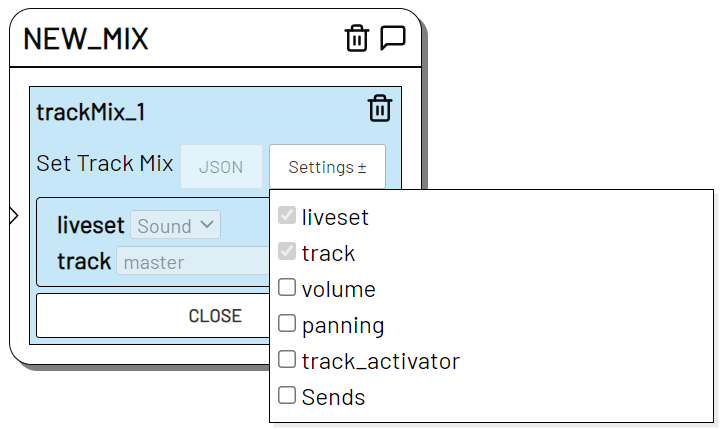 Add Track Mix Settings