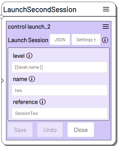 Screenshot: Ausgefülltes Launch Session Action Formular