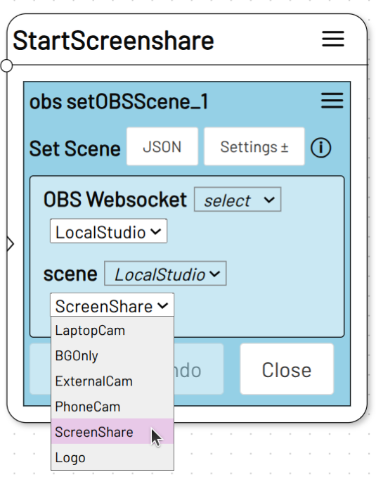 Select Scene in Set OBS Scene Action