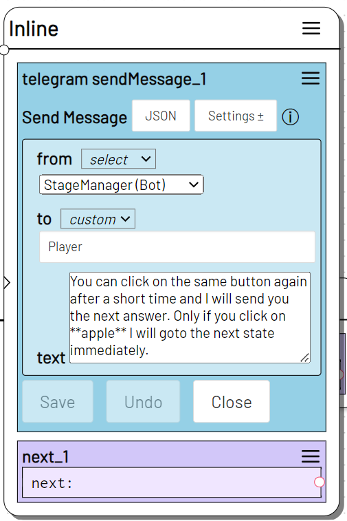 Screenshot: Eine Nachricht mit Send Message senden
