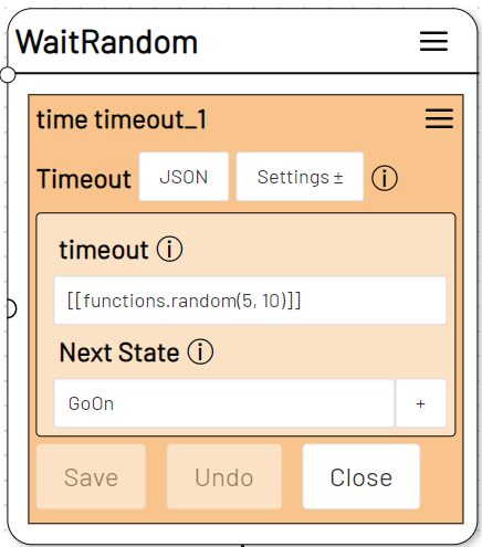 Timeout action with random timeout range between 5 and 10 seconds