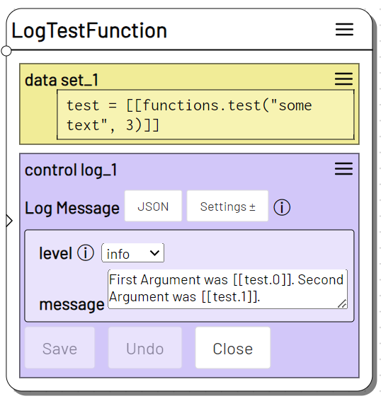 Log action with test function return value