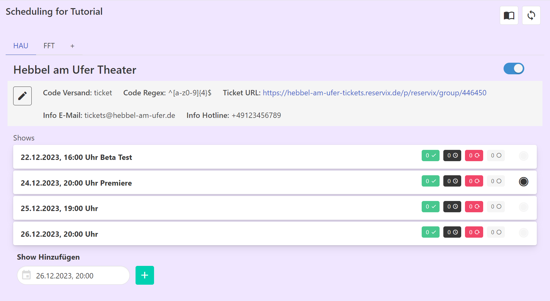 Screenshot Schedule Web APP