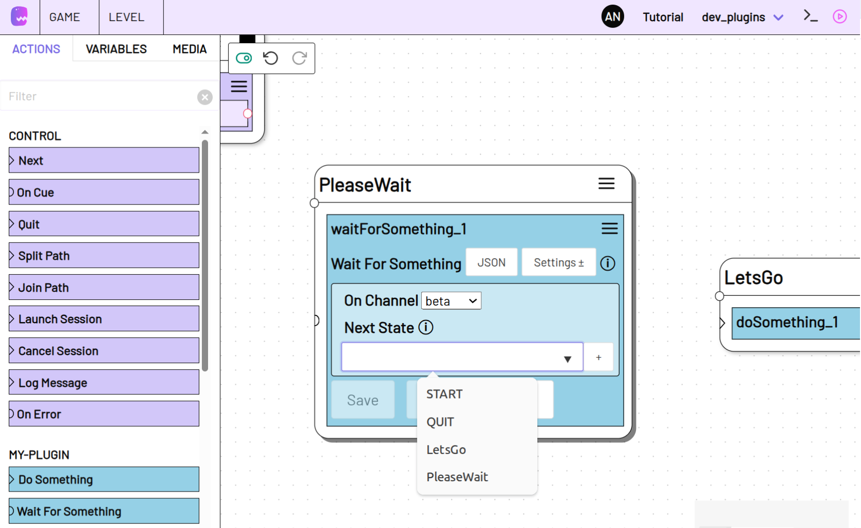 Next State select dropdown