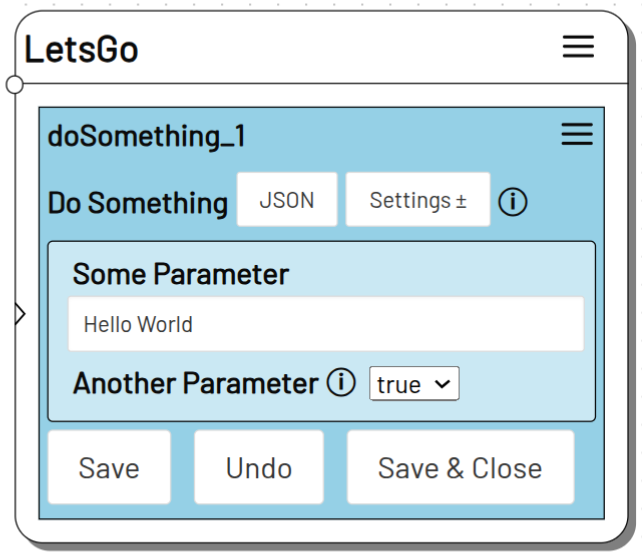 doSomething action with parameters
